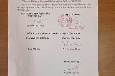 biên bản niêm yết công khai tuyển sinh