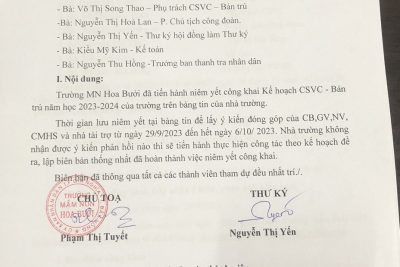 biên bản hoàn thành niêm yết CSVC bán trú